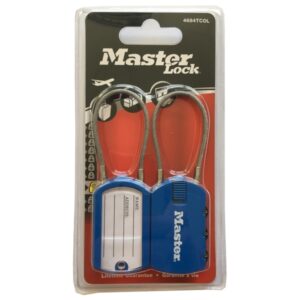 Set 2 ks visiacich zámkov pre batožinu 4684EURTCOL - Master Lock - modrý