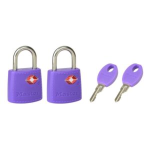 Set 2 ks visiacich zámkov Master Lock TSA 4695EURTAST - fialový