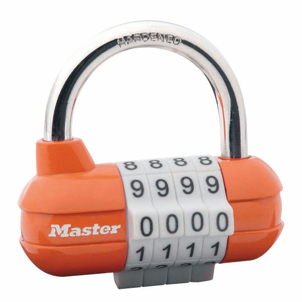 Kombinačný visiaci zámok horizontálne 1523EURD - Master Lock - oranžový