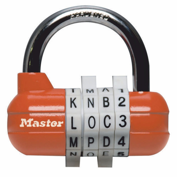 Kombinačný visiaci zámok horizontálne 1534EURD - Master Lock - oranžový