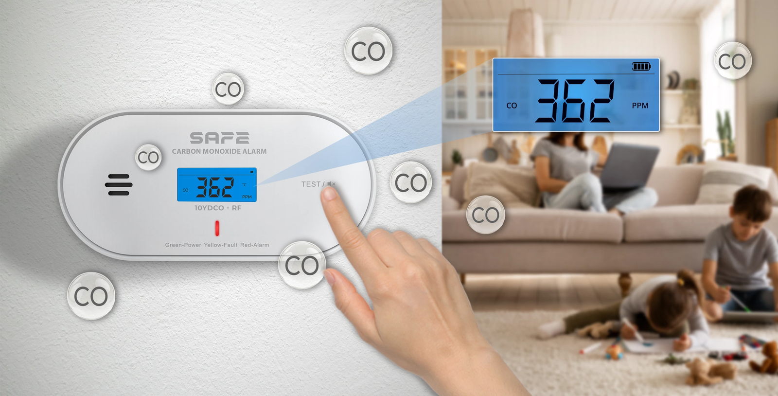 SAFE 10YDCO-RF - Bezdrôtovo pripojiteľný detektor oxidu uhoľnatého (CO) FireSafe 7 SAFE 10YDCO-RF - Bezdrôtovo pripojiteľný detektor oxidu uhoľnatého (CO) FireSafe – Obrázok 7