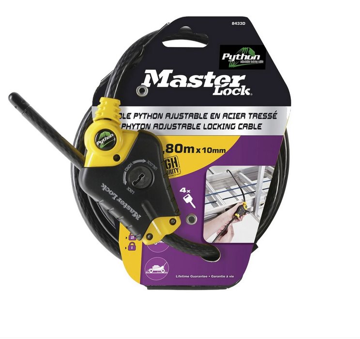 Skracovací lanový zámok Master Lock Python 8433EURD - 10mm 5 Skracovací lanový zámok Master Lock Python 8433EURD - 10mm – Obrázok 5