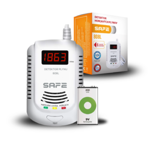 Detektor horľavých a výbušných plynov SAFE-808L (zemný plyn)+záložná nabíjacia batéria