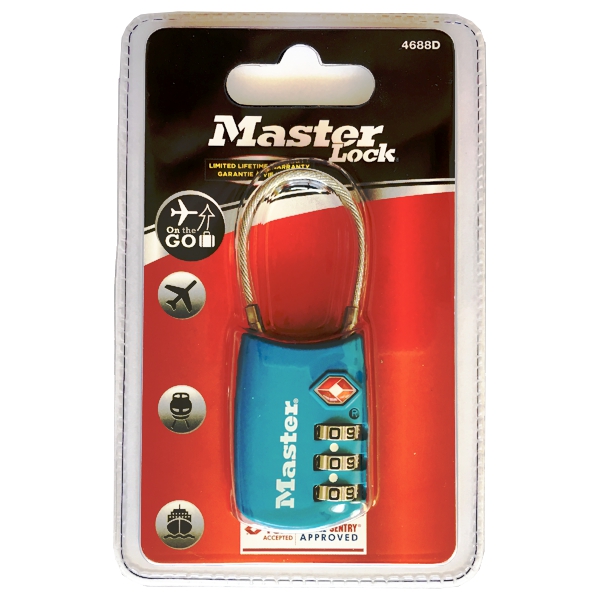 Visiaci kombinačný zámok Master Lock TSA 4688EURD - modrý