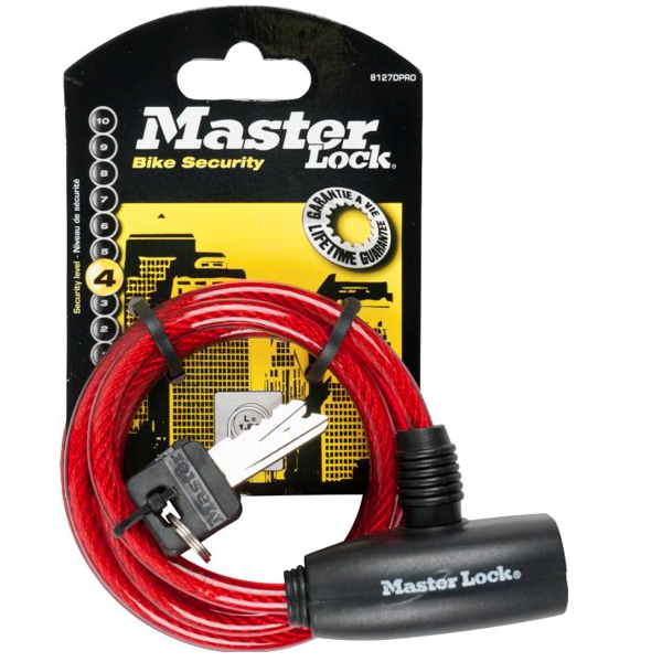 Špirálový zámok na bicykel Master Lock 8127EURDPRO - 1,8m - červený – Obrázok 6