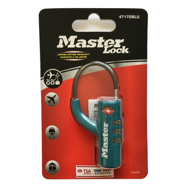 Visiaci kombinačný zámok Master Lock TSA 4717EURDBLU – Obrázok 2