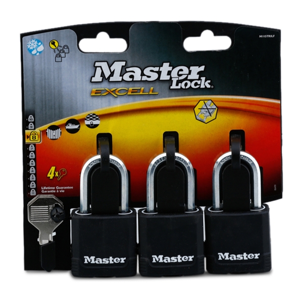 Set 3 ks visiacich zámkov z vrstvenej ocele M115EURTRILF - Master Lock Excell - 48mm – Obrázok 3