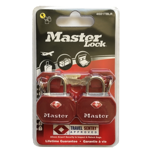 Set 2 ks visiacich zámkov Master Lock TSA 4681EURTBLR - červený – Obrázok 6