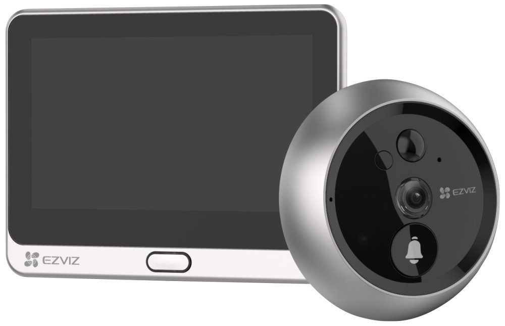 EZVIZ chytrý dveřní videotelefon DP2C/ Wi-Fi/ kamera 1080p/ H.265/ kukátko/ zvonek/ IR do 5 m/ PIR/ LCD 4